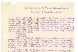 [Carta] 1932 dic. 16, Jarandilla de la Vera, Extremadura, España [a] Salvador Reyes