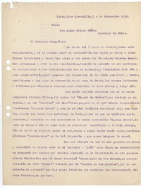 [Carta] 1932 nov. 11, Yuste, Jarandilla, España [a] Julio Molina Nuñez