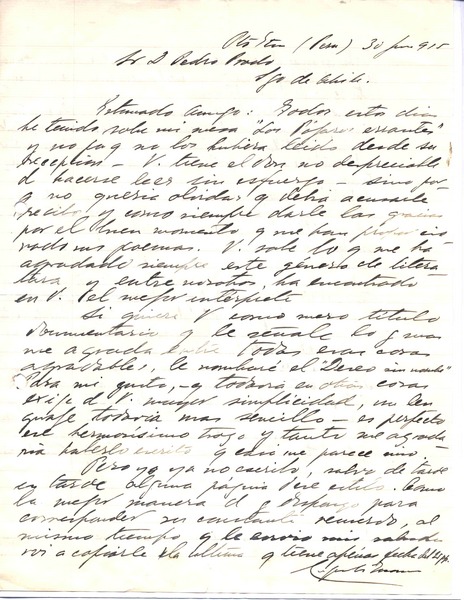 [Carta] 1915 jun. 30, Eten, Perú [a] Pedro Prado