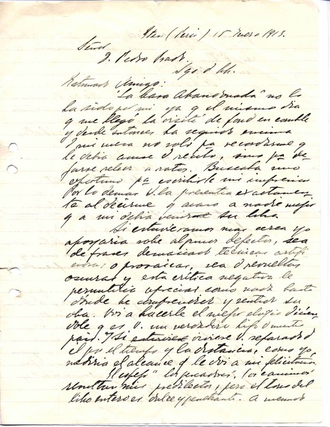 [Carta] 1913 ene. 15, Eten, Perú [a] Pedro Prado