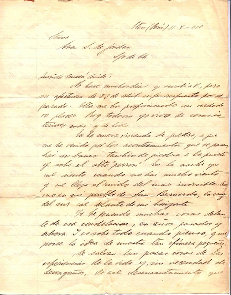 [Carta] 1910 may. 11, Eten, Perú [a] Anita vda. de Jordán