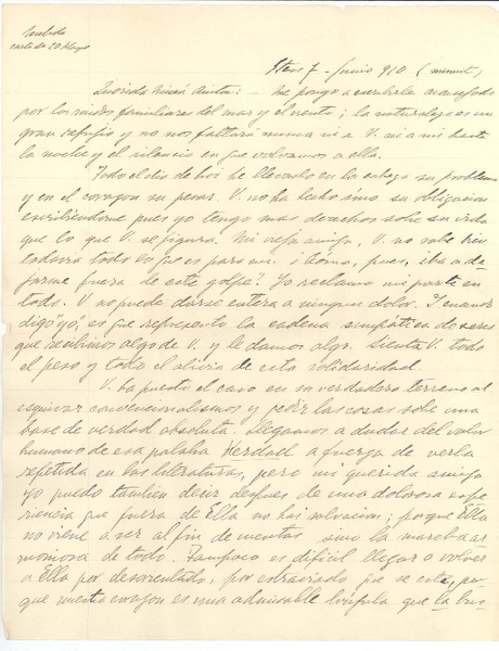 [Carta] 1910 jun. 7 Eten, Perú [a] Anita vda. de Jordán