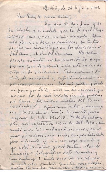[Carta] 1922 jun. 24, Madrid, España [a] Anita vda. de Jordán