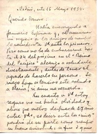 [Carta] 1934 mayo 16, Madrid, España [a] Armando Donoso