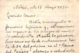 [Carta] 1934 mayo 16, Madrid, España [a] Armando Donoso