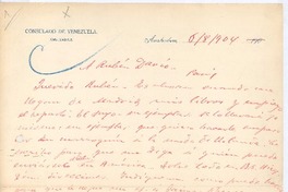 [Carta], 1904 agosto 6 Amsterdam, Holanda, <a> Rubén Darío
