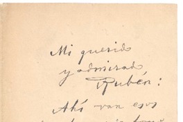 [Carta, entre 1900 y 1910], diciembre 18 Madrid, España <a> Rubén Darío