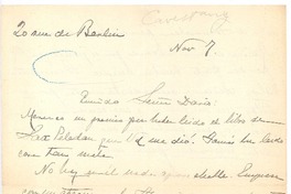 [Carta, entre 1900 y 1916], nov. 7 Madrid, España <a> Rubén Darío