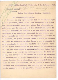 [Carta], 1910 feb. 8 Buenos Aires, Argentina <a> Rubén Darío