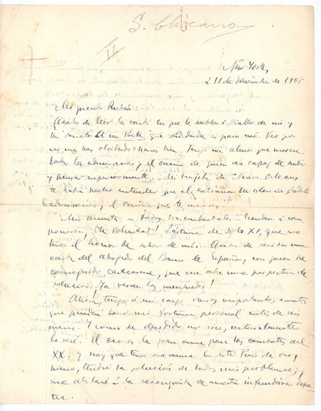 [Carta], 1908 dic. 11 Nueva York, Estados Unidos <a> Rubén Darío