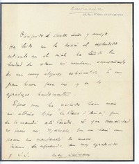 [Carta, entre 1900 y 1916] París, Francia <a> Rubén Darío