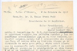 [Carta], 1912 oct. 12 París, Francia <a> Roque Sáenz Peña