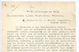 [Carta], 1912 diciembre, Paris, Francia <a> Juan Pablo Sáenz
