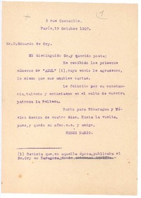 [Carta], 1907 octubre 19 Paris, Francia <a> Eduardo de Ory