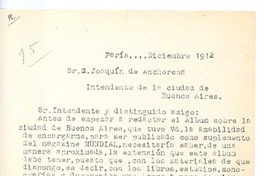 [Carta], 1912 diciembre, Paris, Francia <a> Joaquín de Anchorena