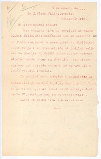 [Carta de 1907?], agosto 5, Madrid, España <a> D.M. Pérez Villavicencio