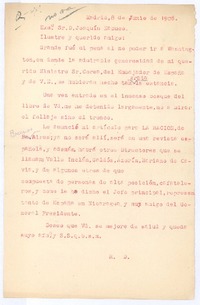 [Carta], 1908 jun. 8 Madrid, España <a> Joaquín Nabuco