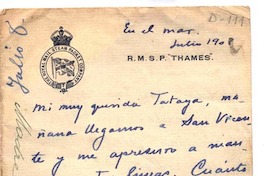 [Carta], 1908 jul. 8 [en el mar]<a> Francisca Sánchez