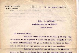 [Carta], 1910 ago. 13 Paris, Francia <a> Enrique Caprile