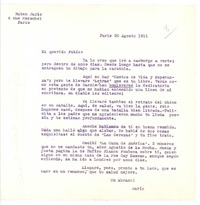 [Carta], 1911 ago. 20 Paris, Francia <a> Fabio Fiallo