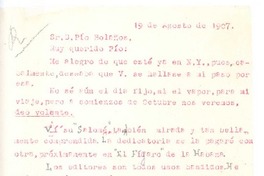 [Carta], 1907 ago. 19 Francia? <a> Pío Bolaños