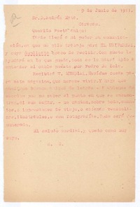 [Carta], 1911 jun. 9 Francia? <a> Andrés Mata