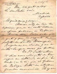 [Carta], 1909 ago. 18 México <a> Rubén Darío