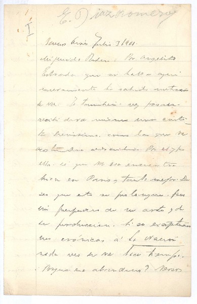 [Carta], 1901 jul. 3 Buenos Aires, Argentina <a> Rubén Darío