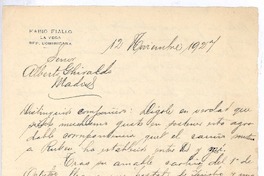[Carta], 1927 nov. 12 República Dominicana <a> Alberto Ghiraldo