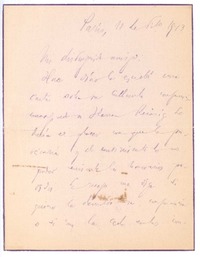 [Carta], 1913 feb. 11 Paris, Francia <a> Rubén Darío