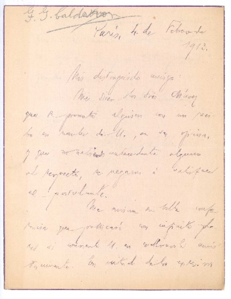 [Carta], 1913 feb. 4 Paris, Francia <a> Rubén Darío