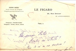 [Carta c.1906], Paris, Francia <a> Rubén Darío