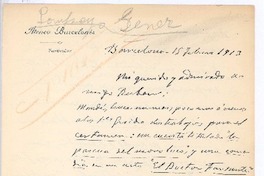 [Carta], 1913 feb. 15 Barcelona, España <a> Rubén Darío