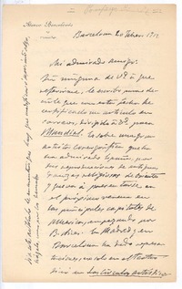 [Carta], 1912 feb. 20 Barcelona, España <a> Rubén Darío