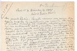 [Carta], 1913 dic. 15 Paris, Francia <a> Rubén Darío