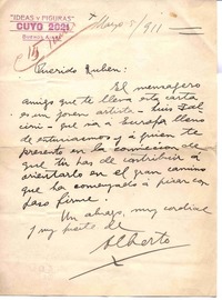 [Carta], 1911 mar. 5 Buenos Aires, Argentina <a> Rubén Darío