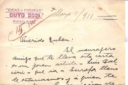 [Carta], 1911 mar. 5 Buenos Aires, Argentina <a> Rubén Darío