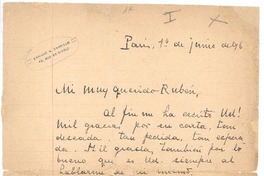 [Carta], 1896 jul. 1 Paris, Francia <a> Rubén Darío