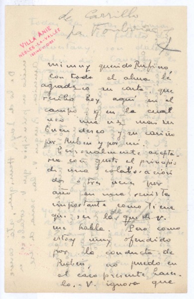 [Carta], c.1900 Nesles, Francia <a> Rufino Blanco- Fombona