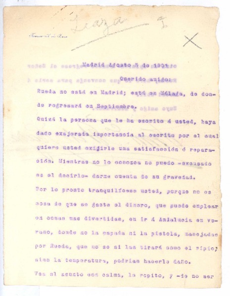 [Carta], 1901 ago. 5 Madrid, España <a> Rubén Darío