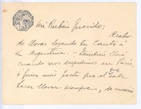 [Carta], c. 1914 España? <a> Rubén Darío