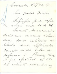 [Carta], 1912 nov. 17 Londres, Inglaterra <a> Rubén Darío