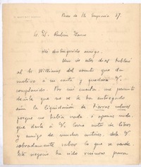 [Carta], c.1905 Madrid, España <a> Rubén Darío