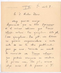 [Carta], c.1907 Madrid, España <a> Rubén Darío