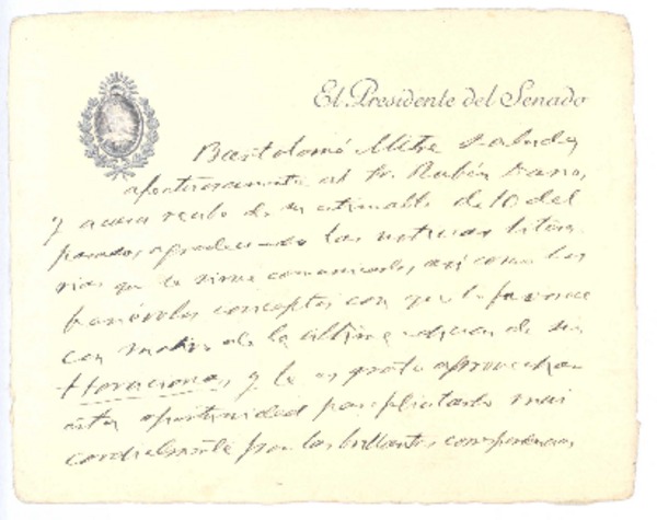 [Carta], c. 1900 Buenos Aires, Argentina <a> Rubén Darío