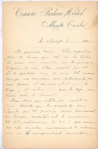 [Carta], 1901 mar. 6 Monte Carlo, Monaco <a> Rubén Darío
