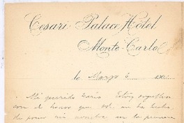 [Carta], 1901 mar. 6 Monte Carlo, Monaco <a> Rubén Darío