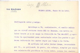 [Carta], 1912 jun. 24 Buenos Aires, Argentina <a> Rubén Darío