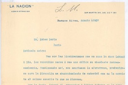 [Carta], 1907 ago. 5 Buenos Aires, Argentina <a> Rubén Darío