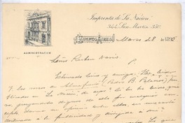[Carta], 1895 mar. 28 Buenos Aires, Argentina <a> Rubén Darío